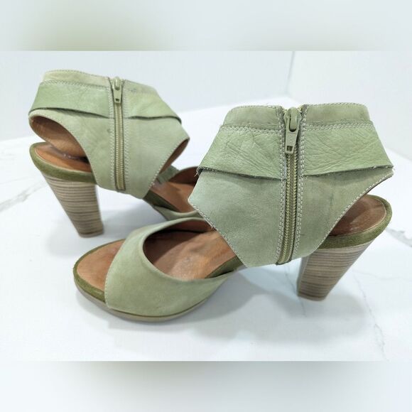 Anthropologie HISPANITAS sued leather side zip ankle peep toe shoes bootie sz 39 - Picture 6 of 11